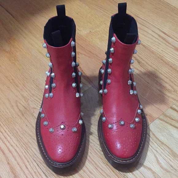 red balenciaga boots